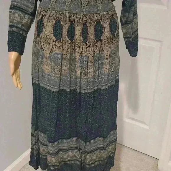 Free people reversible maxi greenish/ blue dress - Picture 15 of 16